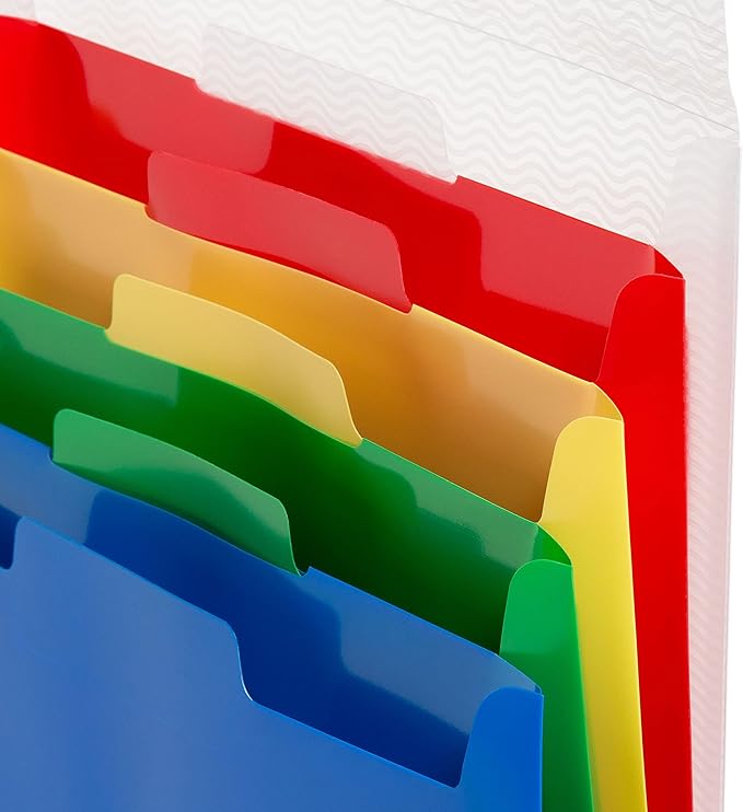 SMEAD Cascading Poly Wall File Folder, 5 Folder Pockets, Letter Size, Bright Colors (92050)