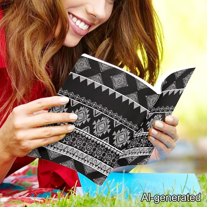 Dreaweet Black Aztec Tribal Pattern Book Cover Book Sleeve for Paperback Book Protector Case Stretchable Hardcover Covers Sleeve for Book Lovers,Washable