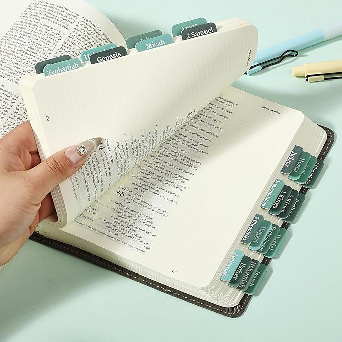 Mr. Pen- Bible Tabs, 75 Tabs, Jade Veil, Green Laminated Bible Tabs for Women and Men, Bible Tabs for Study Bible, Large Print Bible Index Tabs, Bible Book Tabs, Bible Labels Tabs, Mr. Pen Bible Tabs