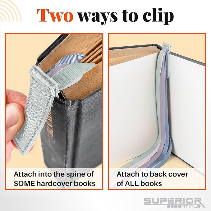 Superior Essentials Magnetic Leather Bible Bookmark-Attachable Bible Ribbon Bookmarks for Book Lovers with 5 Colorful Strings - No More Flipping Through Pages Using Our Bible Page Markers(1PC, Pastel)