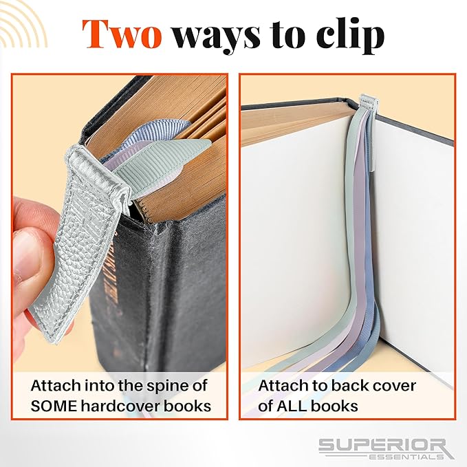 Superior Essentials Magnetic Bible Bookmark - Genuine Leather, Attachable Bible Ribbon Bookmarks for Book Lovers with 5 Strings - No More Flipping Pages Using Our Bible Page Marker (3PC, Pastel)