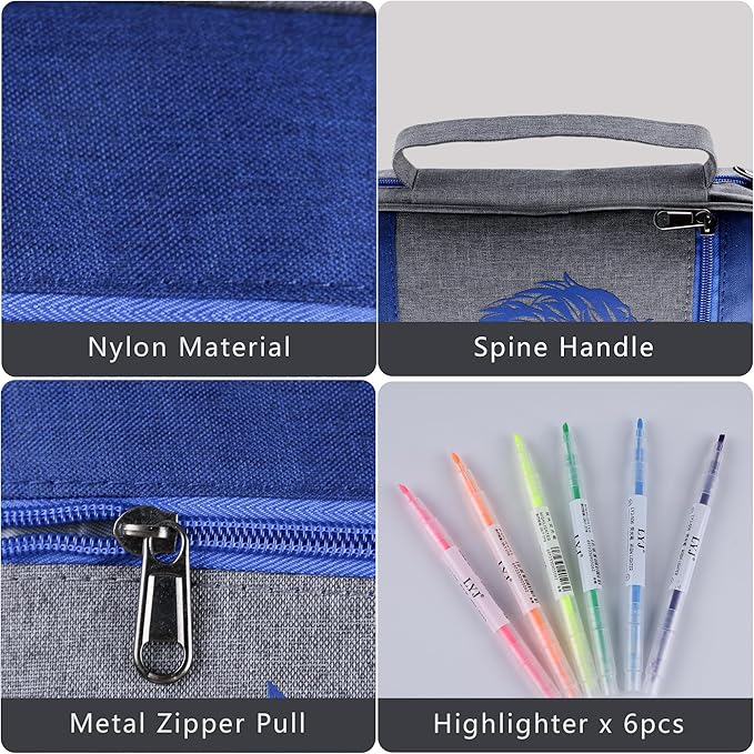 Faithful Hers Bible Cover for Mens Bible Case with 6 highlighters Lightweight Nylon Carrying Bag Multifunction Church Study Book Carrier with Handle Christian Gifts