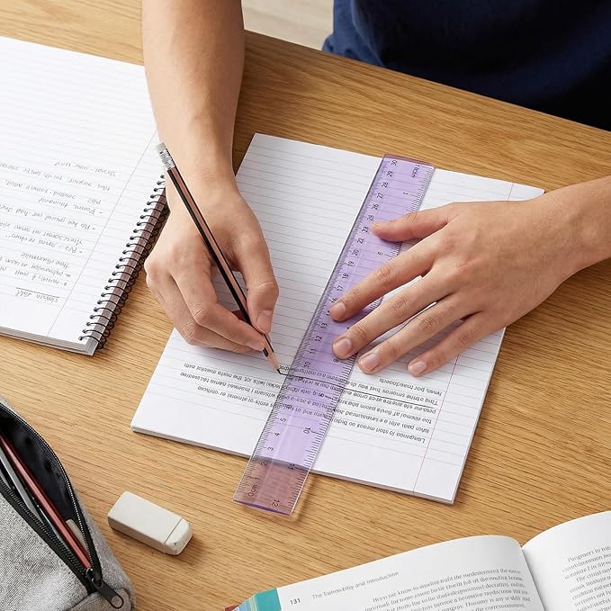 60 Pcs Plastic Clear Rulers 12 Inch, Transparent Assorted Color Ruler Bulk, with Imperial and Metric Scales for Home Office Supplies, Available in 6Colors(Pastel)