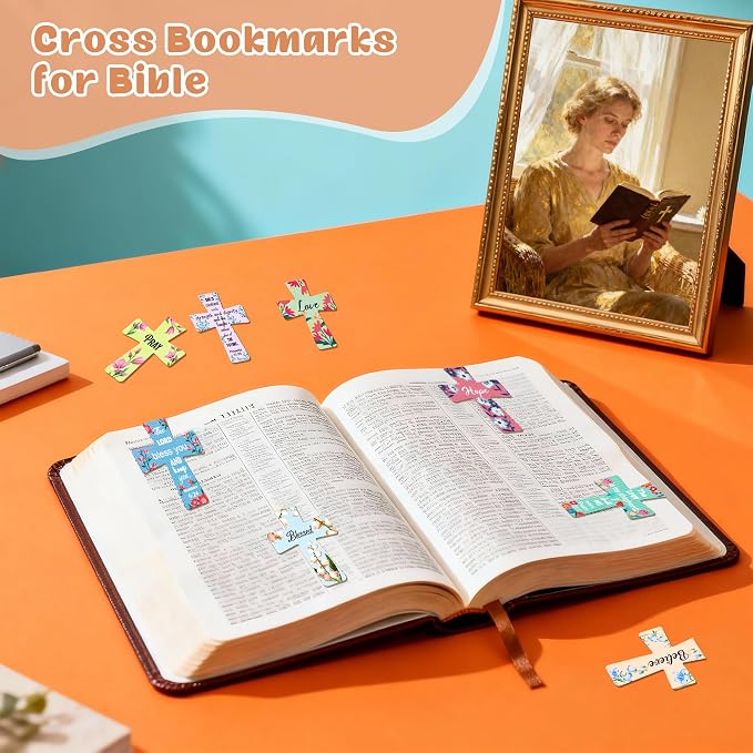 Magnetic Cross Bookmarks with Bible Verses, 144 Pcs Christian Bookmarks Bulk Set - Inspirational Religious Magnetic Bookmarks for Bible Study, Church, Easter & Mother‘s Day Gifts