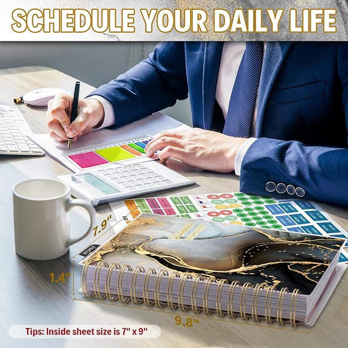 Planner 2026-2027, Large 18 Months Academic Daily Weekly Monthly Planner Yearly Agenda Jan. 2026–June. 2027, 7.9" x 9.8", Page Tabs, Separator Page, Pocket Folder, Bookmark, Stickers, Sticky Note Set