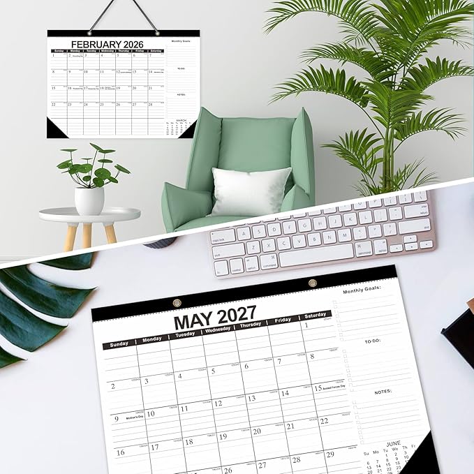 2026 Calendar Desk Calendars 2026-2027 Wall Calendar from January 2026 to June 2027,18 Months 17"×12" Thick Paper for Office School Home