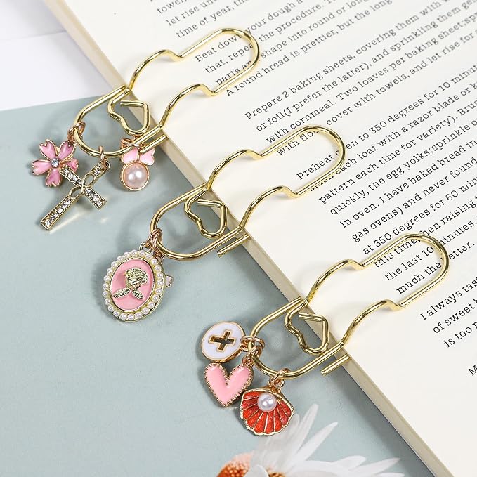 Wxiben Bible Paper Clip Bookmark - 3 Pcs Faith Metal Paperclip Pen Holder Book Mark with Charms Page Marker Planner Decorative Paper Clips Faith Gifts for Women Reading Book Lovers Accessories