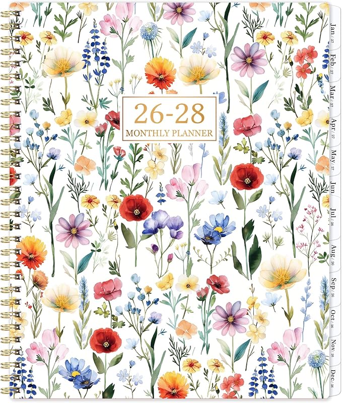 2026-2028 Monthly Planner - 2 Year Monthly Planner/Calendar 2026-2028, JULY 2026 - JUNE 2028, 9" x 11", 24 Months, Tabs, Two-sided Back Pocket, Holidays, Twin-Wire Binding, Note Pages, Perfect for School Office Supplies
