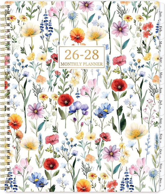 2026-2028 Monthly Planner - 2 Year Monthly Planner/Calendar 2026-2028, JULY 2026 - JUNE 2028, 9" x 11", 24 Months, Tabs, Two-sided Back Pocket, Holidays, Twin-Wire Binding, Note Pages, Perfect for School Office Supplies