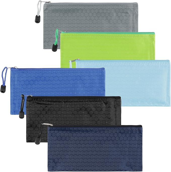 72pcs Waterproof Zipper Pencil Pouches, 9.3x4.5 Inches Bill Size, 12 Colors for Office Supplies Organization Travel Accessories Storage