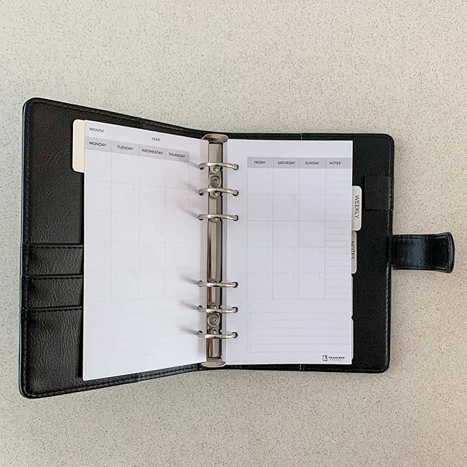 Dachshund Planner – PU Leather Exterior, Metal Loose Leaf Ring Binder, 100gsm Paper (Black)