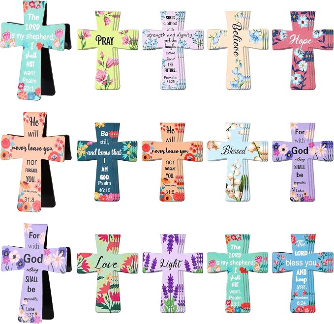 Magnetic Cross Bookmarks with Bible Verses, 144 Pcs Christian Bookmarks Bulk Set - Inspirational Religious Magnetic Bookmarks for Bible Study, Church, Easter & Mother‘s Day Gifts