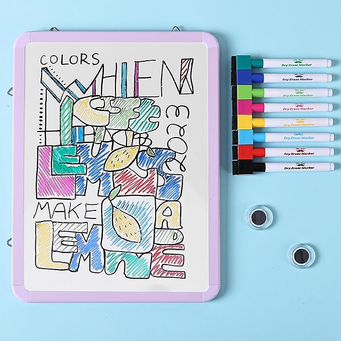 Mr. Pen- Small Dry Erase Board, 12.5x9.5 Inches, Whiteboard with 8 Fine Point Dry Erase Markers and 2 Board Magnets, Magnetic Small White Board for Students, Home, Office and Classroom