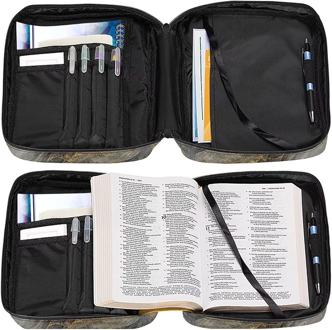 Bible Covers for Women & Men, Bible Organizer Carrying Case with Zippered Pocket Bible Protective Bag, Cool Lion