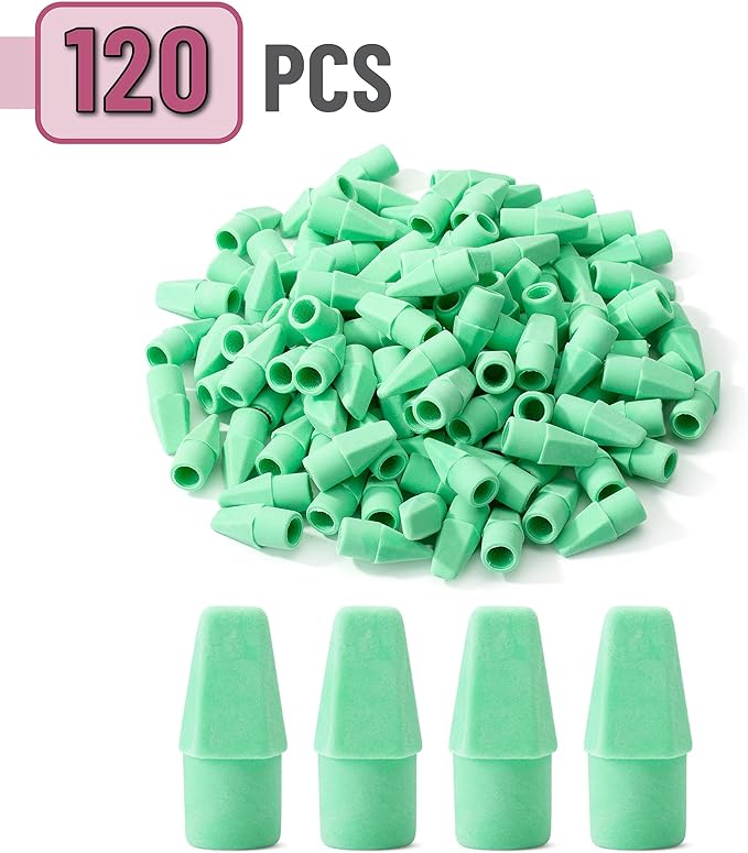 Mr. Pen- Pencil Erasers Toppers, 120 Pack, Green, Erasers for Pencils, Pencil Top Erasers, Pencil Eraser