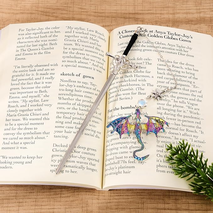 Fourth Wing Personalized Unique Fantasy Dragon Sword Metal Bookmark Book Marks for Reading Teacher Men Women Book Lovers Appreciation Graduation Birthday Retirement Friend Gifts