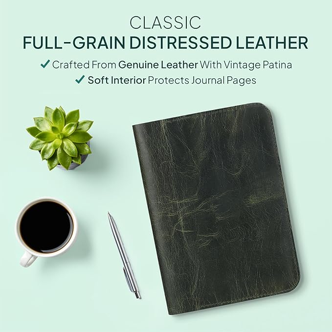 Genuine Leather A5 Journal Cover Refillable Notebook Cover, Fits 5.75 x 8.25 in, Card Slots Pocket & Pen Holder, Handmade Professional Leather Organizer for Men & Women, Travel & Work Diary Cover