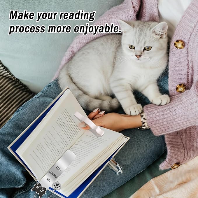 2 Pcs Cute Cat Pendant Bookmarks with Thumb Book Page Holder, Cat Lover Gifts for Women Men Reader, Ideal Book Reader Gifts & Reading Accessories(Cat B)