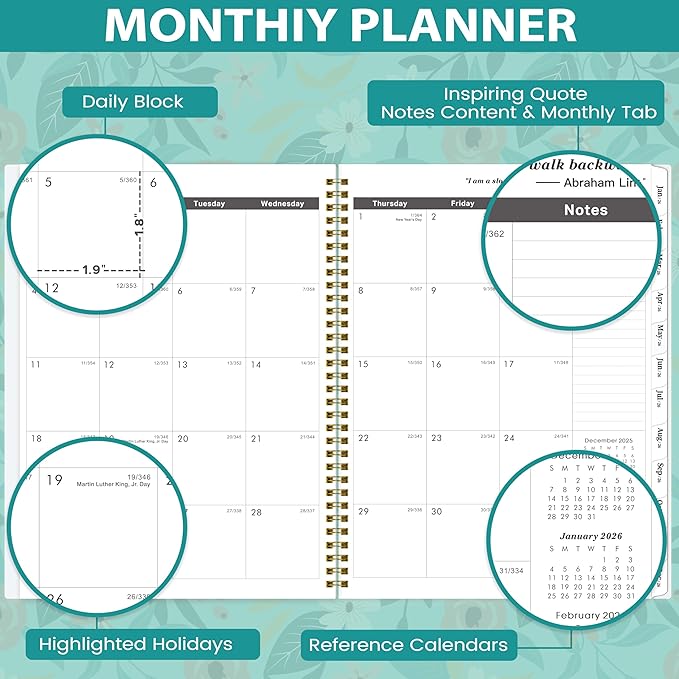 2026-2028 Monthly Planner/Calendar - JAN. 2026 - DEC. 2028, 9" × 11", 3 Year Monthly Planner 2026-2028, Large 36-Month Calendar with Tab, Back Pocket, Twin-Wire Binding, Premium Paper, Note Page
