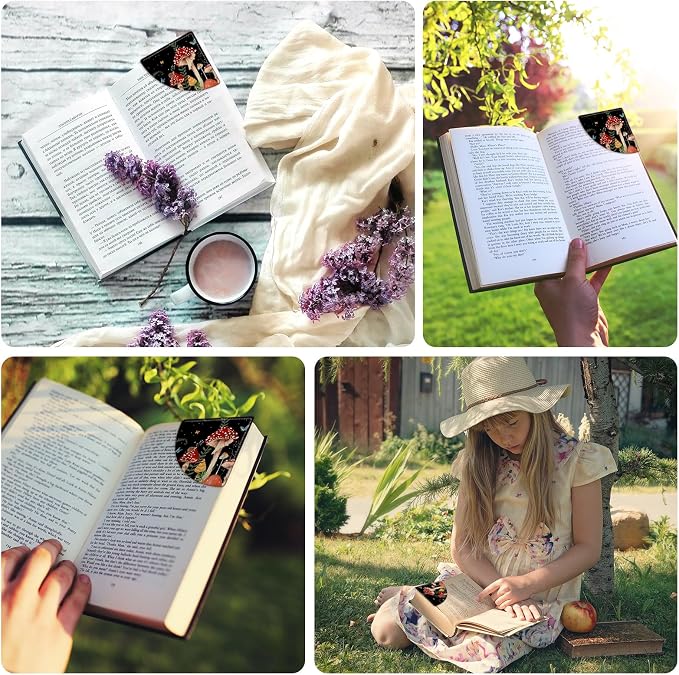 2 Pack Mushroom Leather Book Corner Bookmark, Durable Handmade Reading Accessories - Gifts for Readers, Women, Men, Teachers, Students