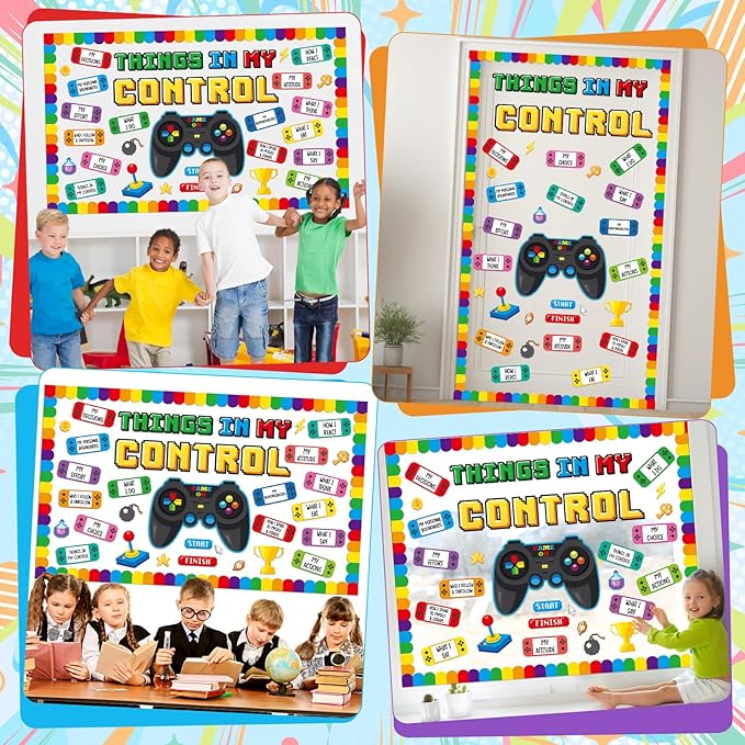 Growth Mindset Video Game Bulletin Board Set Back to School Classroom Decorations Things in My Control Game Controller Bulletin Board Positive Paper Cutouts for Home Chalkboard Door Wall Decor