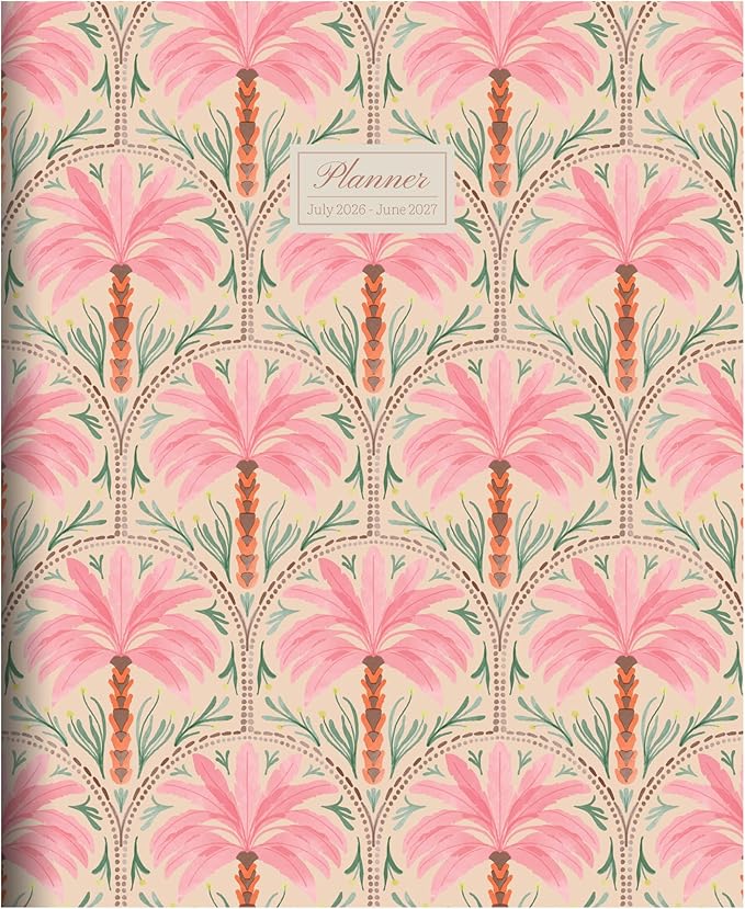 TF Publishing July 2026 - June 2027 Exotic Palms Large Monthly Planner with Thick Paper - 12 Month Academic Planner 2026-2027 with 2-Page Spreads, Large Calendar Grids and Prompts - 9in x 11in