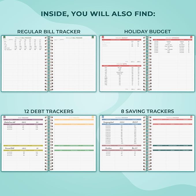 Clever Fox Budget Planner – Coiled Finance Book, Monthly Financial Journal, Budgeting Organizer & Expense Tracker Notebook, 8.5x9.5″ (Turquoise)