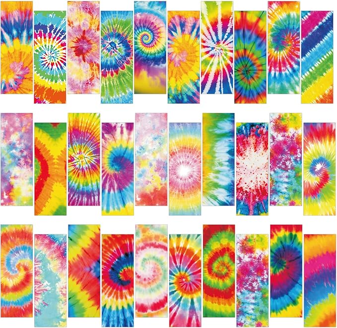 Chinco 120 Pieces Bookmarks for Kids Set Cute Book Marks Gifts for Kids Cartoon Inspirational Motivational Paper Bookmark Pack for Book Lovers Adults Teacher Women Funny Reading Gift(Tie Dye)