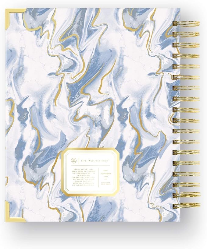 Day Designer 2026-2027 Daily Academic Year Planner Calendar, July 2026 - June 2027, 7.4" x 9.5", Glossy Laminated Cover, Wirebound, Laminated Tabs, Storage Pocket, Includes Stickers & Snap-In Ruler, Azure