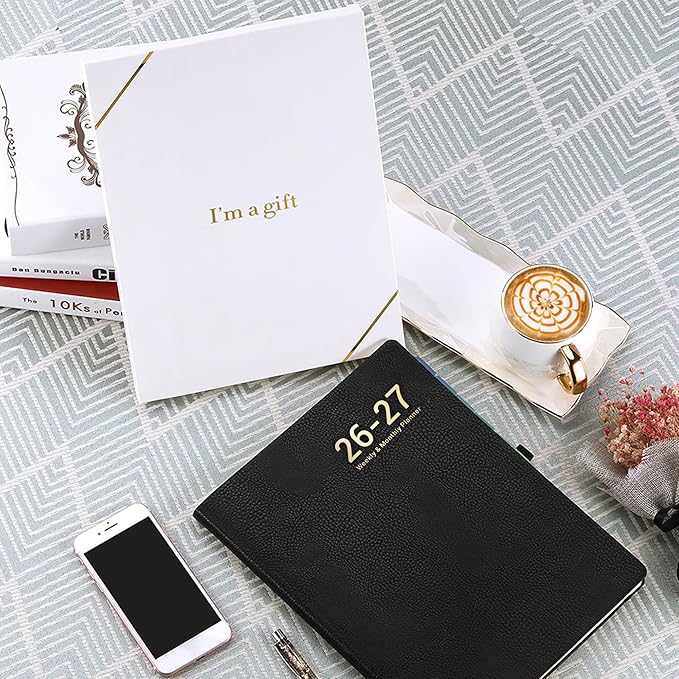 Planner 2026-2027 - JUL 2026 - JUN 2027, Planner Weekly and Monthly, Planner 2026-2027, 8.5" x 11", Leather Cover Planners with Thick Paper, Back Pocket with Notes Pages, Black