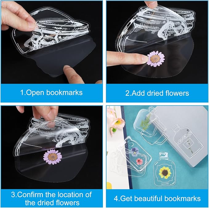 PATIKIL Transparent Dried Flower Bookmarks, 40 Pcs Clear Pressed Flower Bookmark Wishing Bottle Sticker for DIY Flower Page Clips Bookmark, Style 5