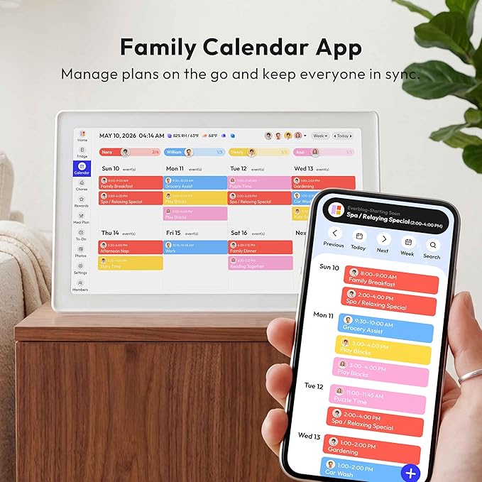 21.5'' Digital Calendar & Chore Chart - Smart Interactive Display for Family Schedules, 1920 * 1080P Full HD Touchscreen Electronic WiFi Planner, Wall and Desk Mountable