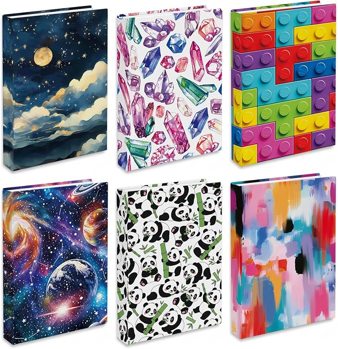 6 Pack Stretchable Book Covers, Jumbo Book Covers for Paperbacks Hardcover Books up to 9 x 11 Inches, Reusable Washable Protective Fabric Books Sleeves, Colorful
