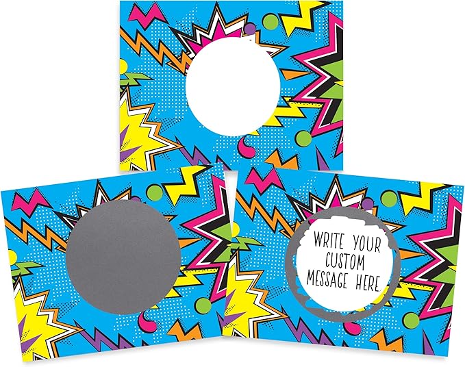My Scratch Offs 50 Pack Zig Zag Blue DIY Custom Make Your Own Scratch Off Cards for Teacher Supplies, Classroom Must Haves, Motivational Cards for Students & Small Business