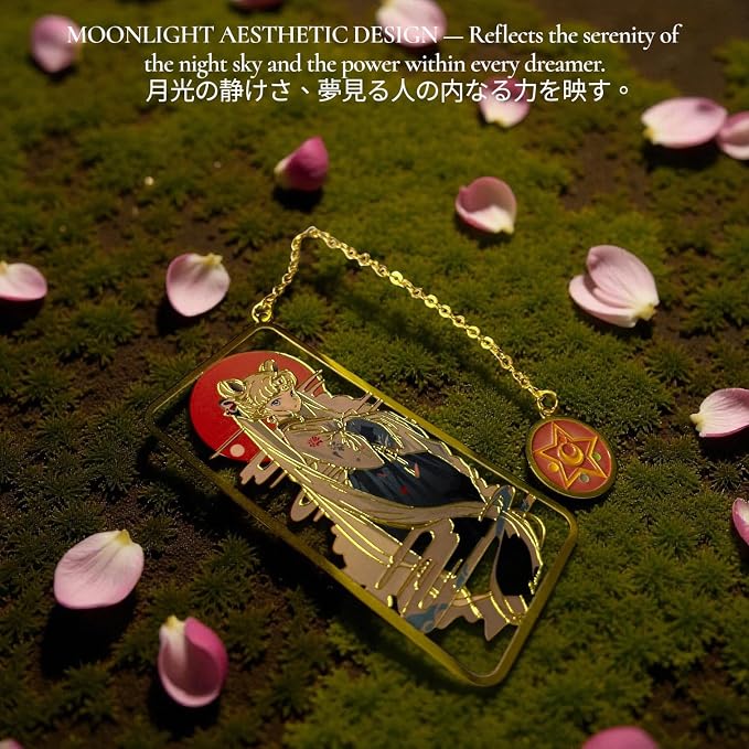 Anime Bookmark Gojo Satoru Metal Bookmark with Chain Japanese Style Manga Accessories Otaku Collectible Reading Gift Anime Gifts Gojo Gifts Book Lover Present Japanese Anime Merch (Moon)