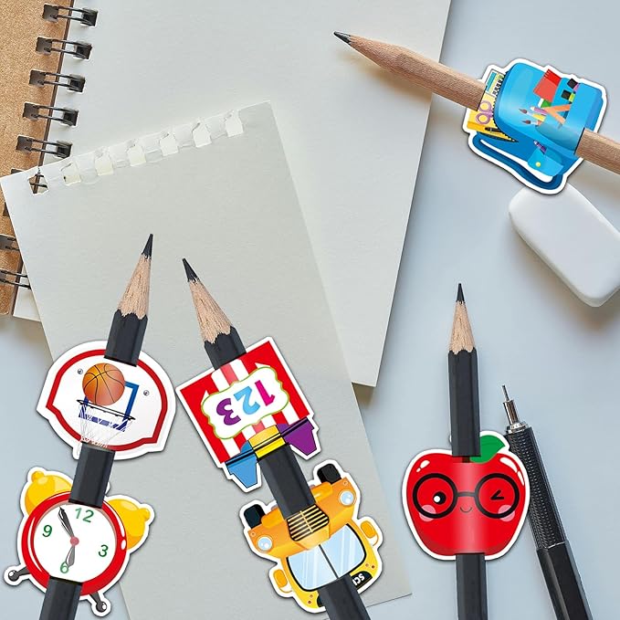 Aunthvra 24 Pcs Back to School Pencil Topper Charms Decoration Study Education Pen Charms Preschool Paper Signs Topper Teacher Appreciation Pen Pencil Accessories for Classroom Students Gifts Awards