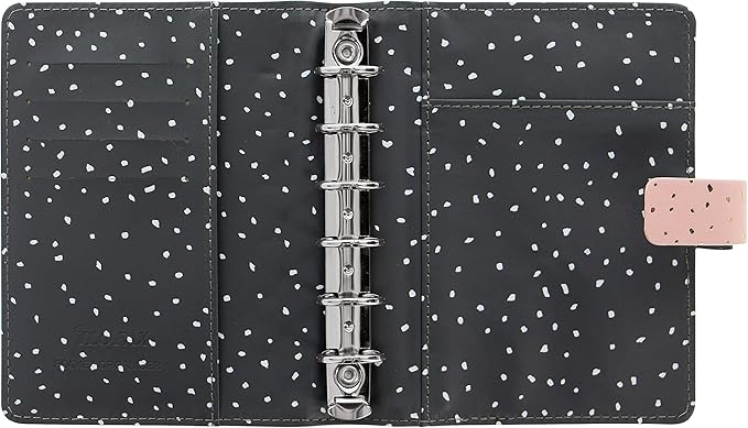 Filofax Confetti Organizer, Pocket Size, Rose Quartz - Leather-Look, Gold Foil Accents, Six Rings, Week-to-View Calendar Diary, Multilingual, 2025 (C028725-25)