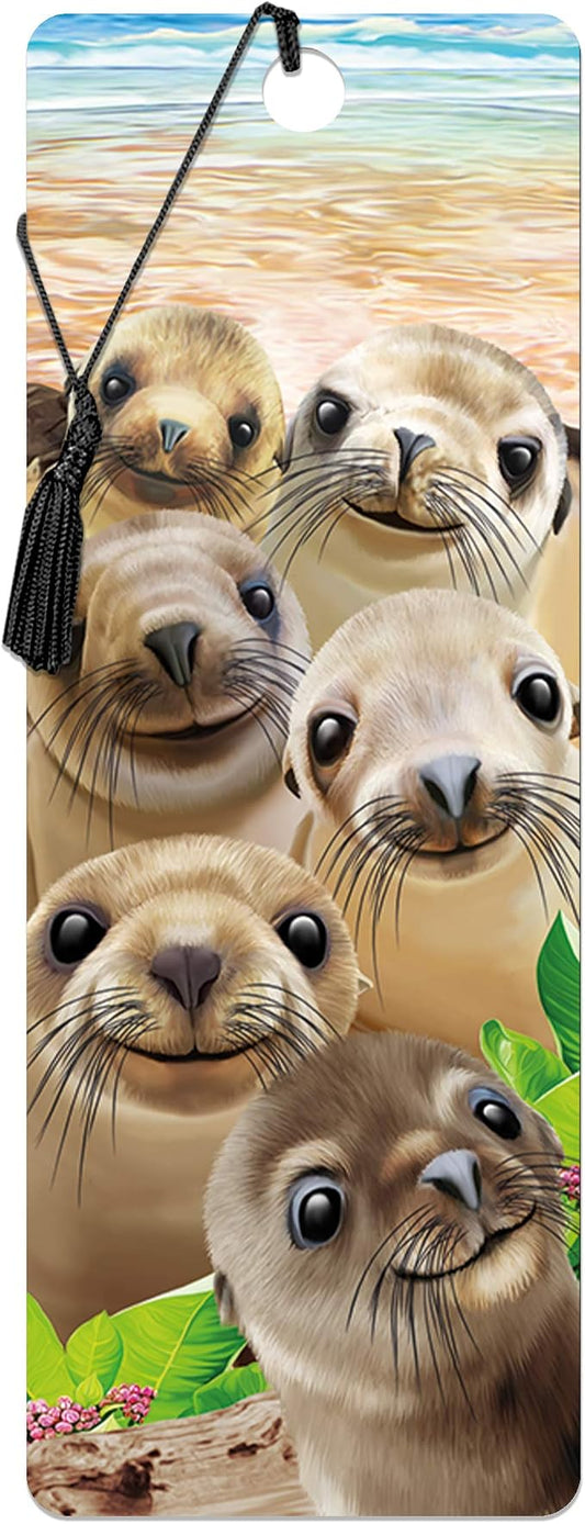3D LiveLife Bookmark - Sea Lion Snap from Deluxebase. Cute Lenticular Seal Page Marker. Animal Themed Accessories for Book Lovers. Small Gifts for Men, Women, Writers and Teachers.
