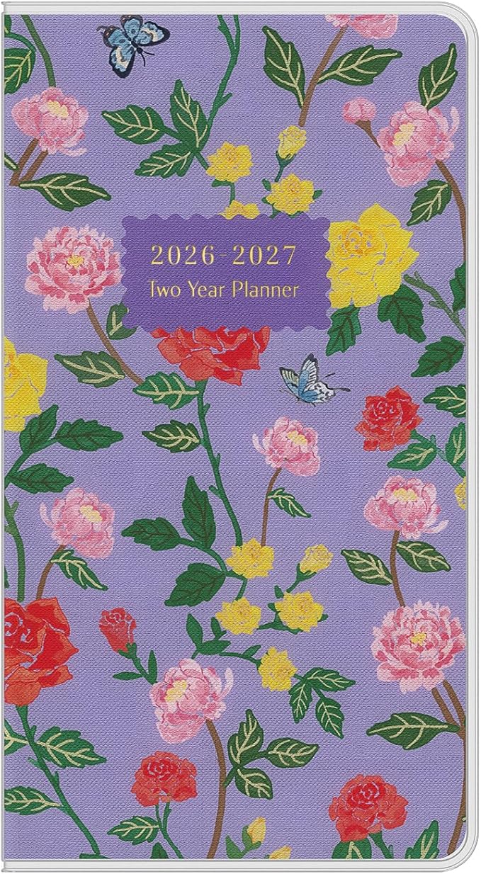 Pocket Calendar 2026-2027, Jotsome 2 Year Monthly Planner from Now to December 2027, 3.5"x6.4", Small Pocket Planner with PVC Cover for Purse, Rose Design