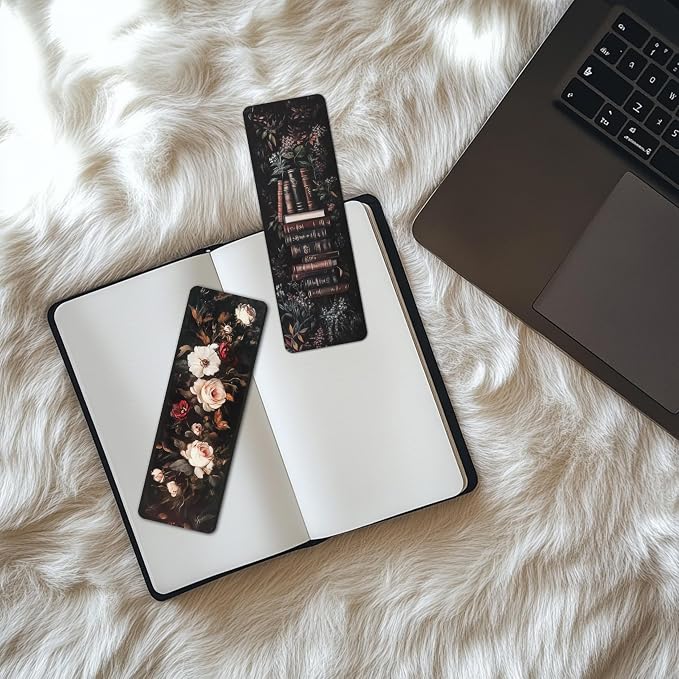 TwoDays Dark Academia Bookmarks for Women, Dark Romance Stuff for Book Lovers, Moody Gothic Book Accessories for Bookish. (Set of 10, 6'' x 2'')