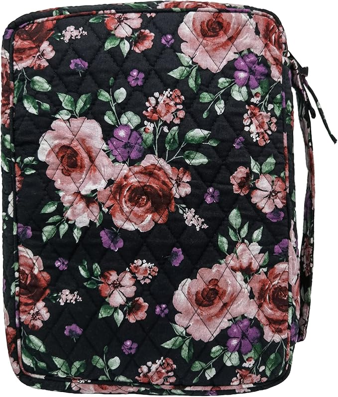 DIWI Extra Large Sizes Quilted Bible Cover 11.25 X 8.25 X 2.75 Inches Good Book Case (XL, C1 Rose Beauty)