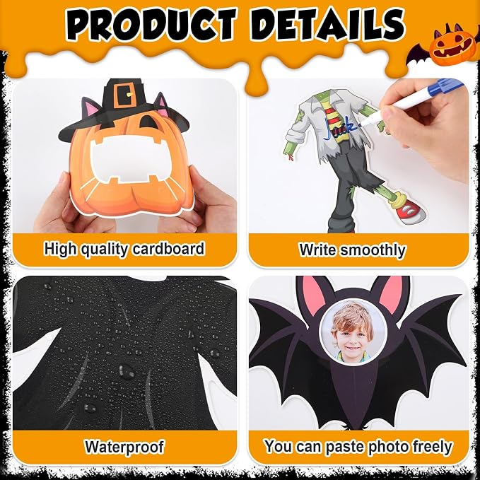 gisgfim 80Pcs Halloween Cutouts Boo Ghost Decorations Bulletin Board Halloween Pumpkin Paper Cut-Outs Classroom Decor for Boy Girl DIY Craft Photo Wall Kindergarten Preschool Party Favor Supply
