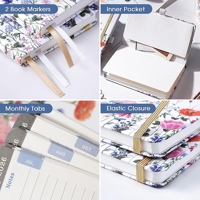 Pocket Calendar 2026-2027 - 2026-2027 Pocket Planner for Purse, Jul. 2026 - Jun. 2027, 6.3''×3.8'', Weekly & Monthly Planner with Pen Loop - Floral