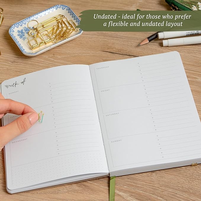1Canoe2 Clio Petite Mini Undated Planner Weekly and Monthly, Blank Dateless Planner, Calendar Monthly Planners, Cute Aesthetic Planners Undated