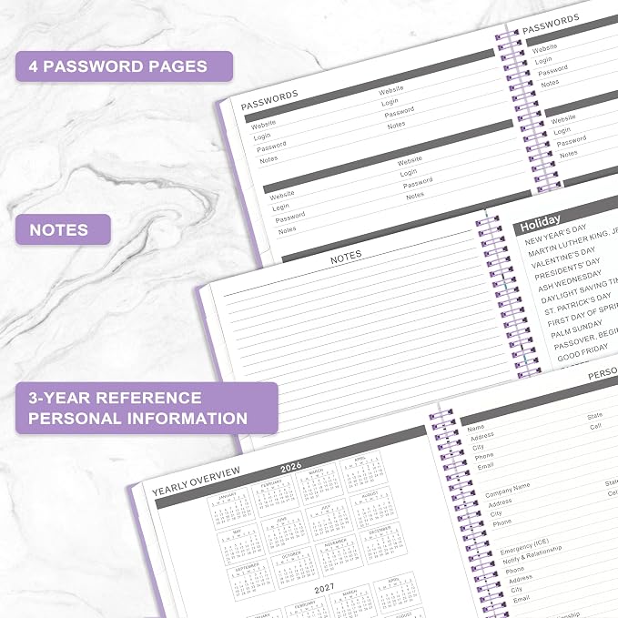 Monthly Planner 2026-2027 - Planner 2026-2027, 26-27 Monthly Calendar, JUL 2026 - DEC 2027, 18-Month with Tabs, Pocket, Label, 9" * 11", Purple Cover