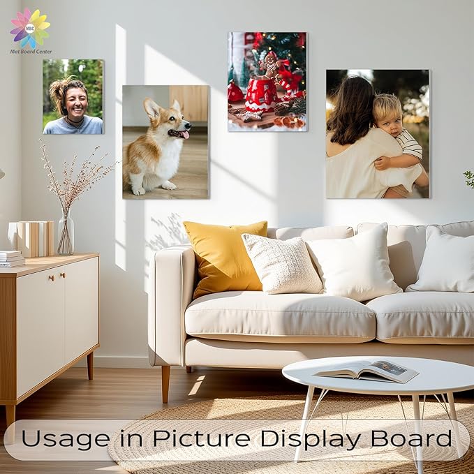 Mat Board Center, Pack of 10, 16x20 Self Adhesive Foam Board for Picture and Poster Mounting, Lightweight White Color Foam Board for Crafts, Artworks, 3/16 inches Thick