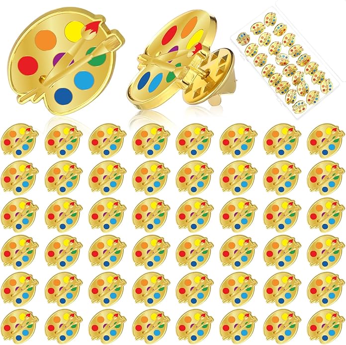 Liliaafar Paint Palette and Brush Artist Enamel Lapel Pin Hat Tie Pins Set Art Themed Brooches for Graduation Classmates Friends Art Lover Student Teacher Appreciation Gift Supplies