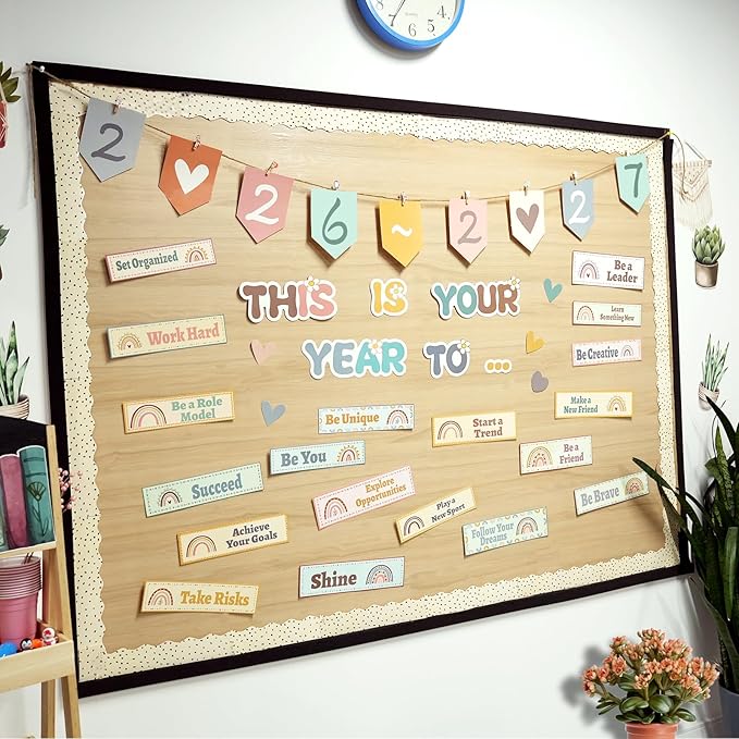 Boho Classroom Bulletin Board Decorations, This is Your Year to Bulletin Board Sets, Growth Mindset Positive Affirmations Wall Decor for Teacher Welcome Back to School Classroom Door Wall Decors