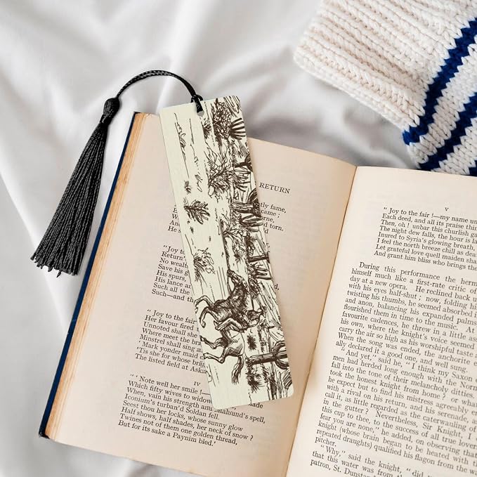 Western Cowboy 5pcs Wood Bookmarks with Tassel for Planner Reading Book Lovers Accessory Readers Men Women 4.6 X 1.2 Inch