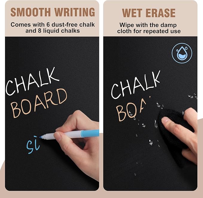 SELEAD Small Chalkboard Words Sign - 8x12 Inch Tabletop Decorative Chalk Board with Metal Stand, Rectangle Double-Sided Message Menu Board for Food, Store, Business, Wedding